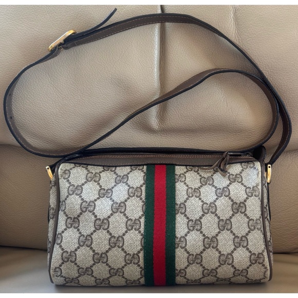 Authentic Vintage Gucci Ophidia Web Brown Monogram Canvas Leather Crossbody Bag - Picture 2 of 11